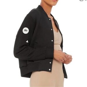 ALO “Patches” Yoga Varsity Black Jacket